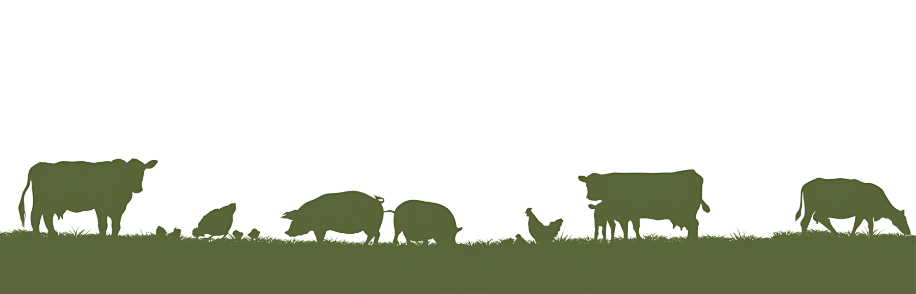 Silhouette of various farm animals