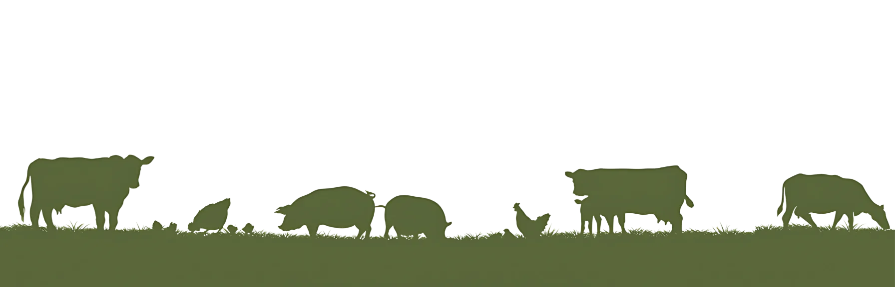Silhouette of various farm animals