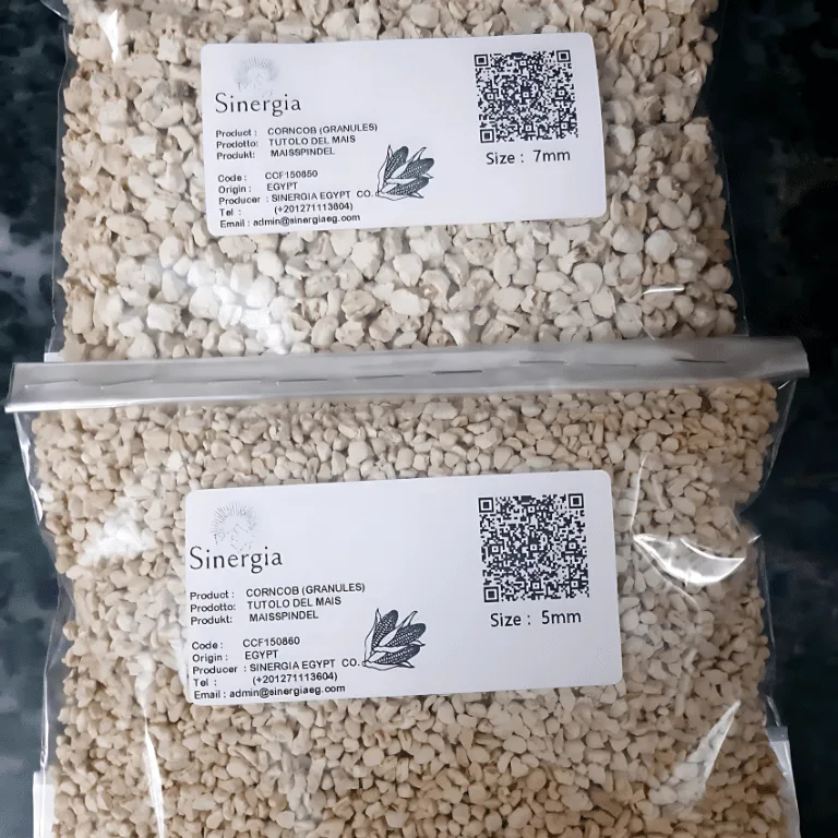 Two samples bags of corn cob samples