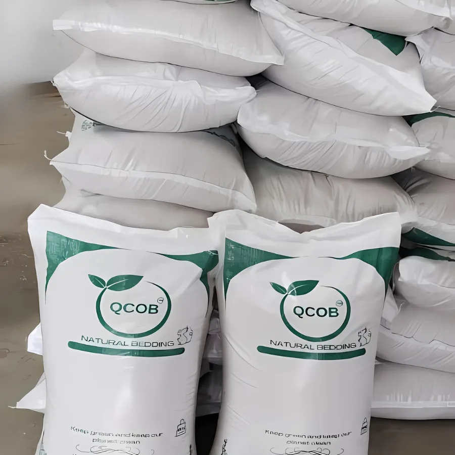 Bags of natural corn cob bedding