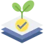Plant growth with checkmark symbol